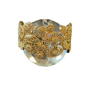 Vintage Copper Filigree Art Deco Cuff Bracelet